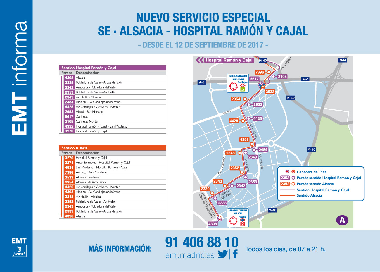 EMT Nuevo Servicio: Alsacia - Ramón y Cajal